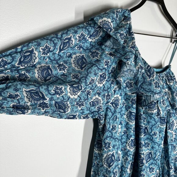 NEW RHODE Sz XS Ozzie Mini Dress One Shoulder Aqua Lotus Floral - Picture 5 of 10